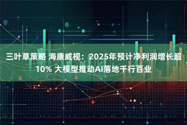 三叶草策略 海康威视：2025年预计净利润增长超10% 大模型推动AI落地千行百业
